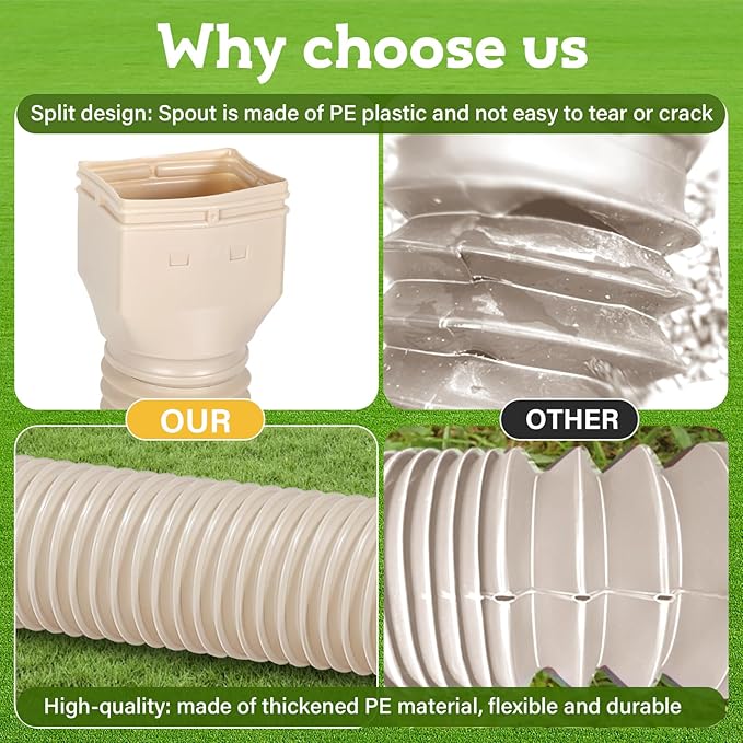 plusgutter 16.5ft Long Gutter Downspout Extensions Flexible, Down Spout Drain - Image 2