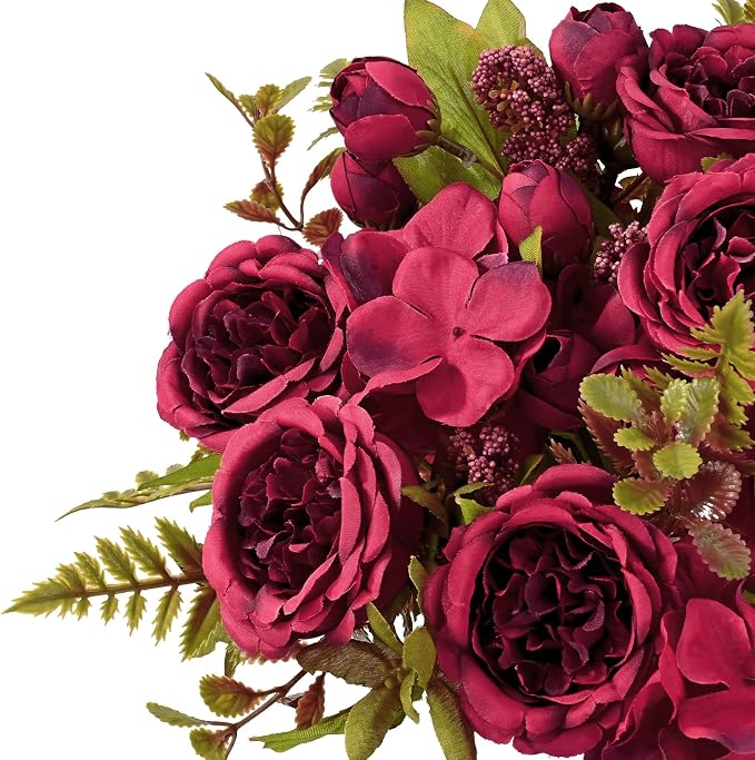 4 Packs Peonies Artificial Flowers Burgundy Silk Flowers Artificial Peonies | - Image 6