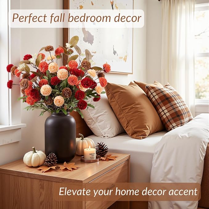 Alupssuc 16 PCS Silk Mums Artificial Fall Flowers - Image 5