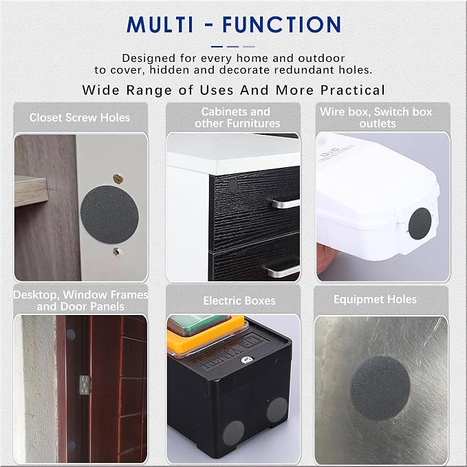 300 PCS 5 Sizes Nylon Plastic Hole Plugs, 1/2 Inch Round Hole, Snap in Knockout - Image 7