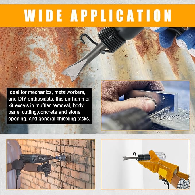 150mm Air Hammer Kit with 4 Chisels & Quick Change Retainer | 4500 BPM Short - Image 6