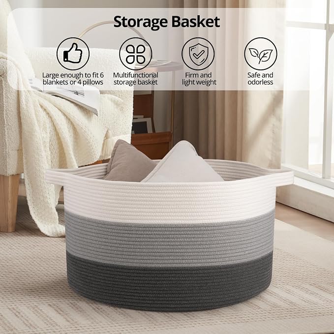 OIAHOMY 90L Extra Large Blanket Basket - Image 6