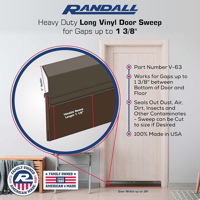 Randall Manufacturing V-63-BR All-Season Door Sweep, Heavy Duty Aluminum - Image 2