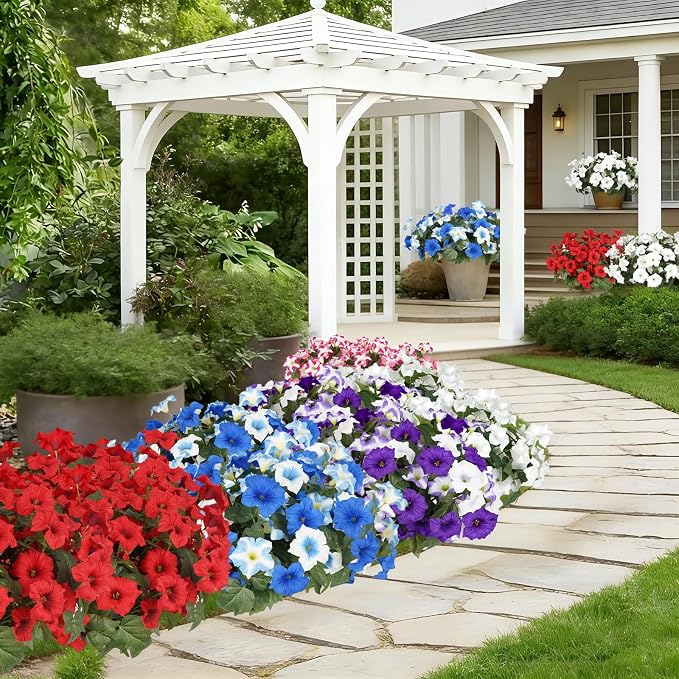 Artificial Flowers for Outdoors, Faux Petunias Spring Summer Decoration - Image 7
