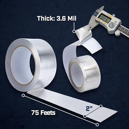 Bates- Aluminum Foil Tape, 2 Inch x 25 Yard, 3.6 Mil, HVAC Heat Tape - Image 2