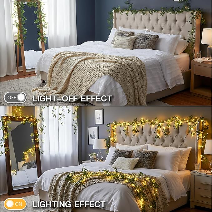 13.1FT 40LED Willow Vine with Lights Battery Powered Copper Wire | Artificial - Image 5
