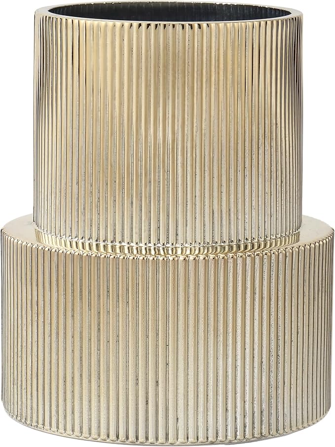 Ribbed Glass Vase, Flower Vase, Fluted Gold Vases by YANWE