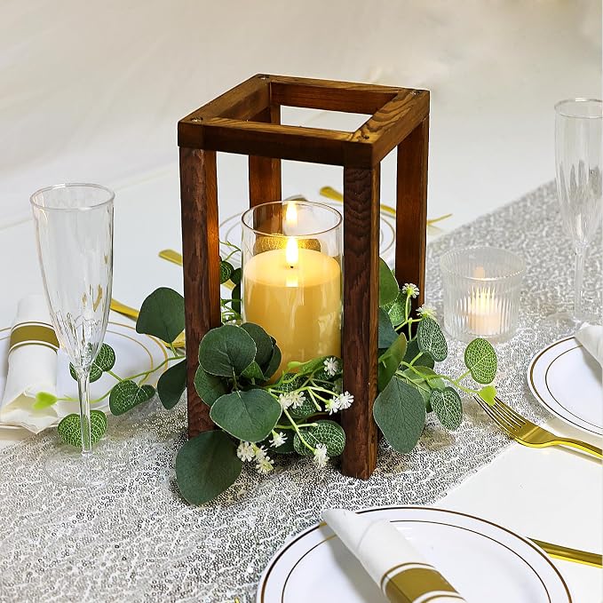 18 Pcs Wooden Lantern Centerpiece - Image 4