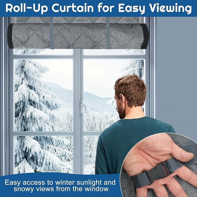 Window Insulation kit, 3-Layer Cotton Thermal Insulated Window Cover 37 Inch x - Image 4