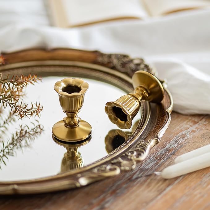 Vintage Candlestick Candle Holders Brass - Image 2