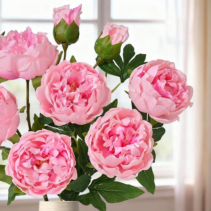 5PCS 22in Peonies Artificial Flowers, Real Touch Latex Fake Peonies | Lifelike - Image 4