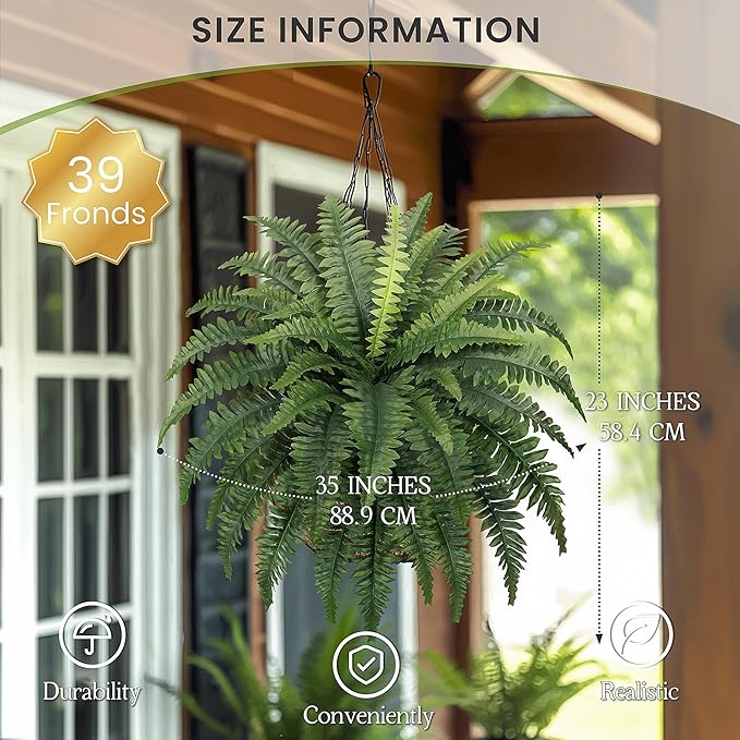FOREST PRINCE 35" Fake Ferns Artificial Bush Plants - Image 2