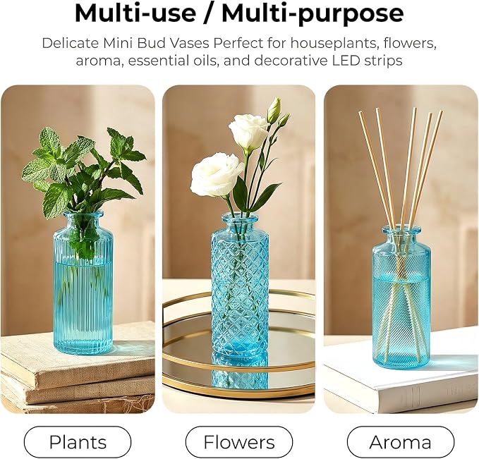 Glass Bud Vases 30 Pack, Small Blue Flower Vases - Image 5