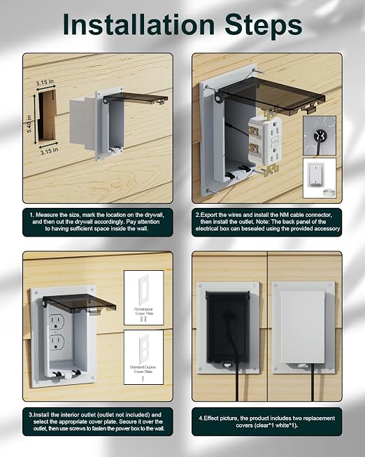 Recessed Outlet Box, DBVS1C-1 Low Profile Exterior Electrical Outlet Box - Image 6
