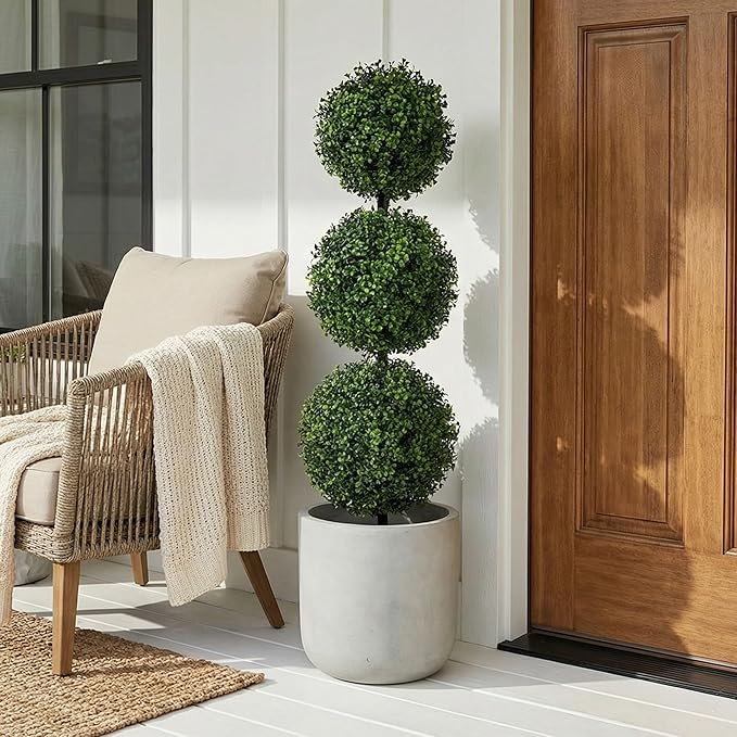 Nearly Natural 36 in Artificial Triple Ball Boxwood Topiary Tree - Image 2