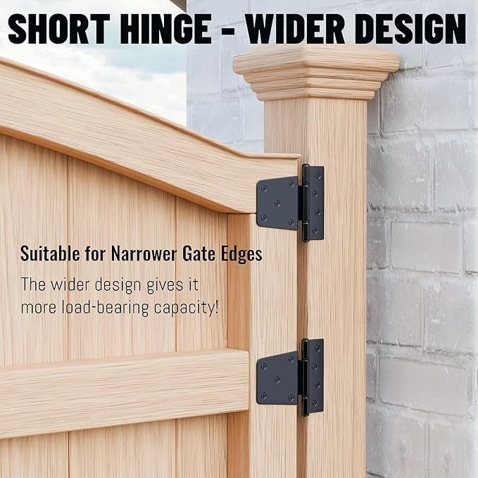 3.5 Inch Heavy Duty Gate Hinges, 4 Pack Extra Thick Black Iron Door Hinges | - Image 5