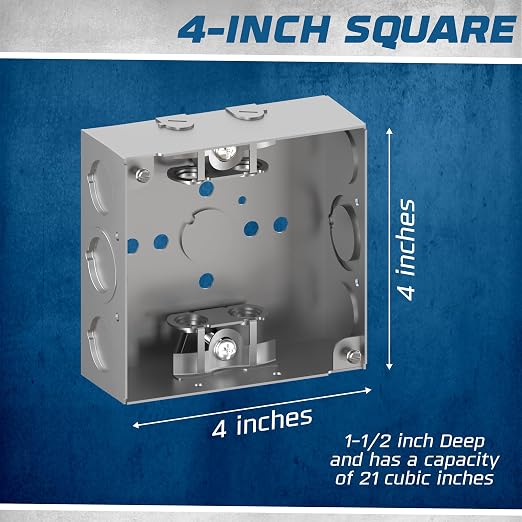 4" Square Welded Box 1-1/2” Deep 1/2" & 3/4" Eccentric KO - Image 3