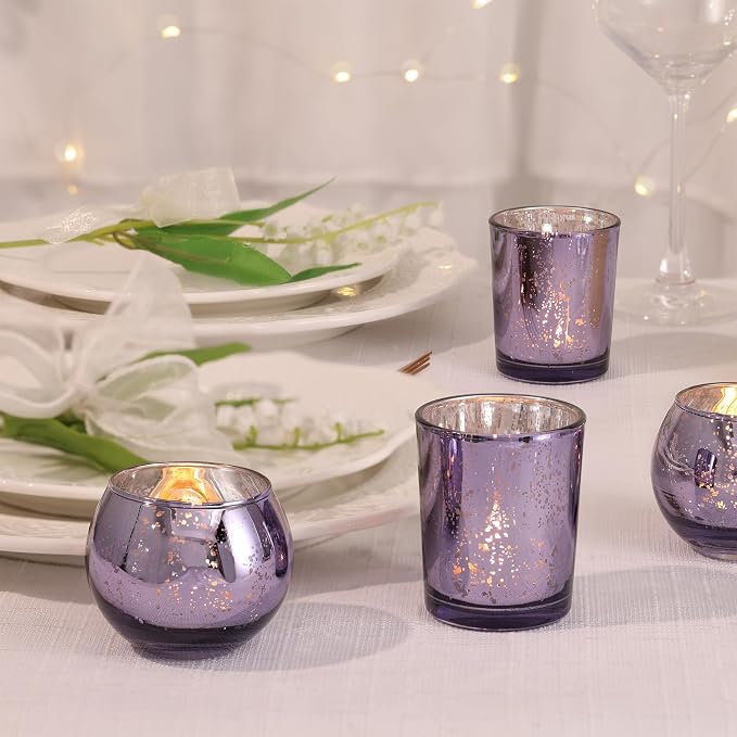 12 Pcs Assorsted Purple Votive Candle Holders - Image 2