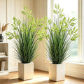 2 Pcs 4FT Tall Artificial Grass Plants Potted Fake Greenery Floor Plants | Faux by GTIDEA