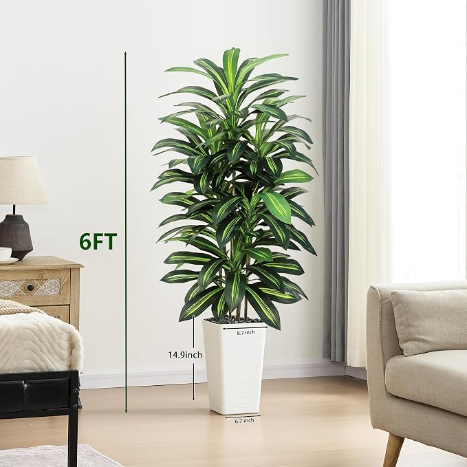 Artificial Dracaena Tree Indoor, 6FT Tall Fake Floor Plants - Image 4
