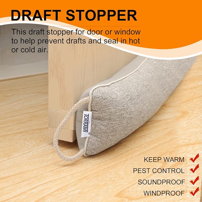 TORRAMI 32" Door Draft Stopper Under Bottom Insulation Noise Air Stopper 2.16LB - Image 4