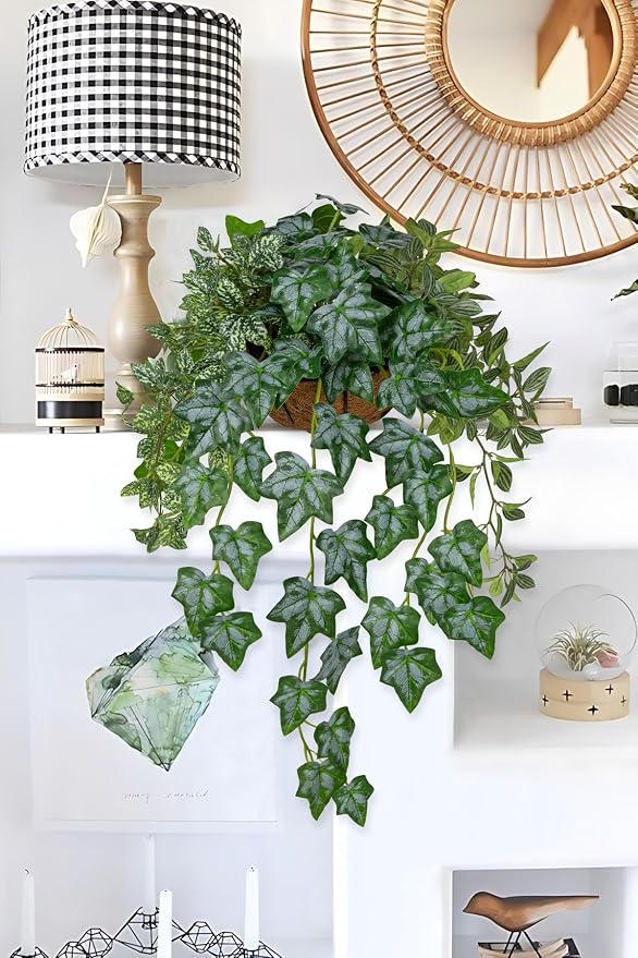 Fake Hanging Plant with Pot, Large Hanging Artificial Plants with Basket & - Image 7