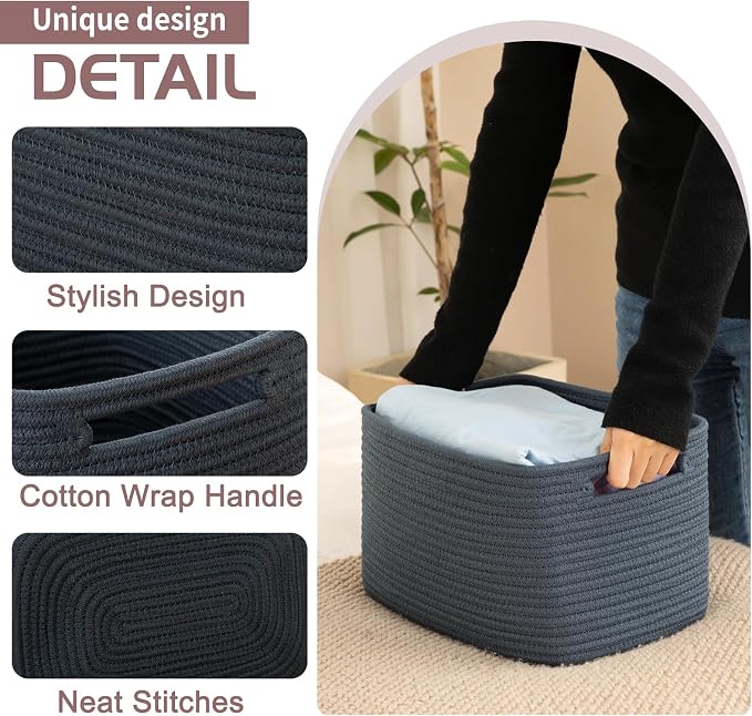 OIAHOMY 4 Pack Storage Baskets for Organizing 15L Cube Storage Bins Blue | - Image 3