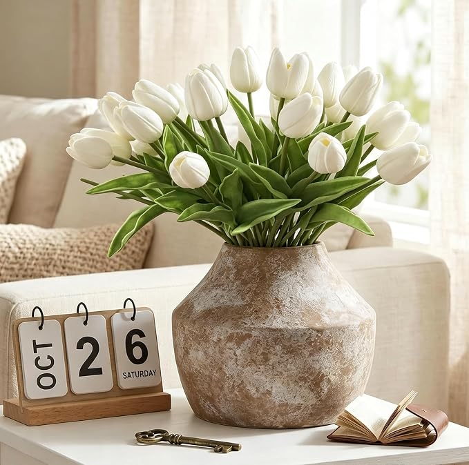 Ceramic Flower Vase for Centerpieces, 5.2in Pottery Small Ceramic Vases | - Image 5