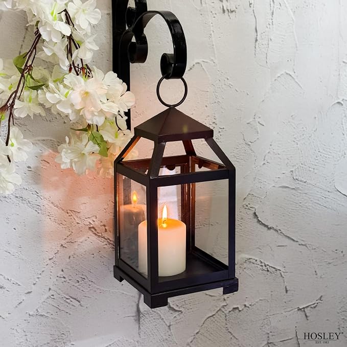 Hosley 12 Inch High Clear Glass and Iron Classic Style Lantern Ideal Gift - Image 3
