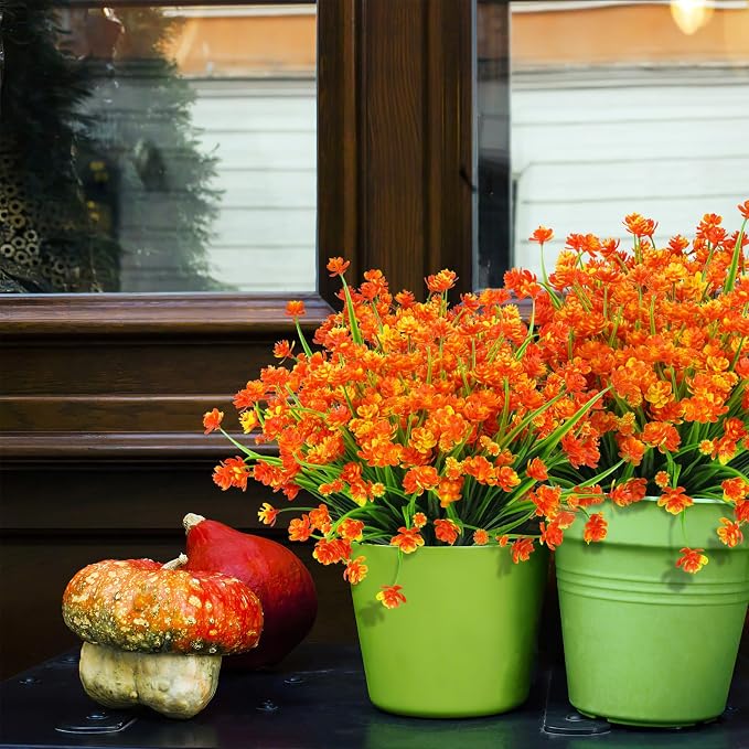 AGIRL Artificial Fall Flowers Fake Mums Outdoor, Faux Plant Porch Decor Home | - Image 6