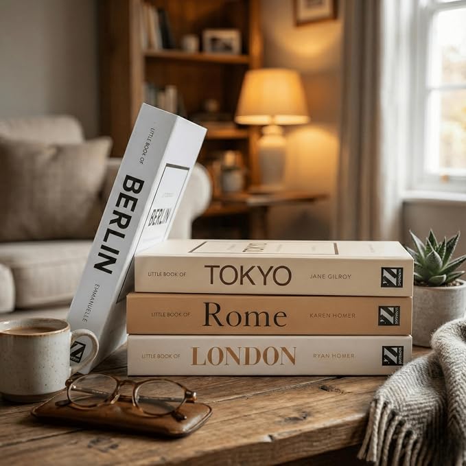 4 Pcs Decorative Books | Faux Mocha Coffee Table & Shelf Decor | Warm Modern - Image 5