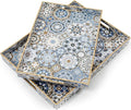 AGIOTA 2 Pcs Serving Tray with Handles Bohemian Decorative Tray Large Ottoman by ServingCustomersBornforQuality