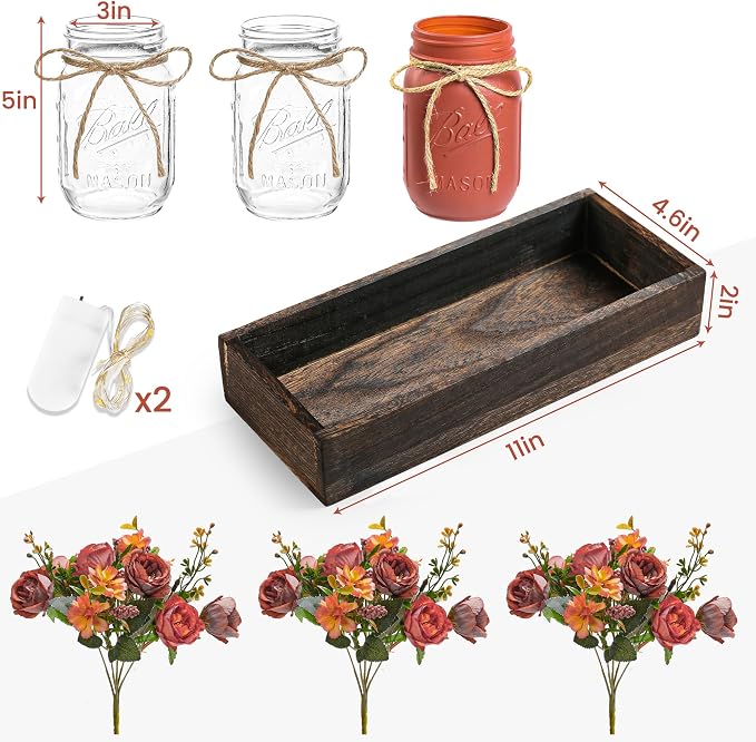 3 Pcs Mason Jar Centerpiece Table Decorations - Image 7