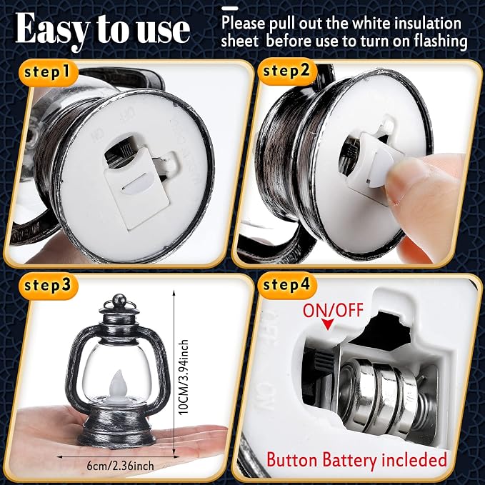 Ferraycle 12 Pcs Mini Lanterns 4 Inch Silver Lamp Table Decor | Western Cowboy - Image 3