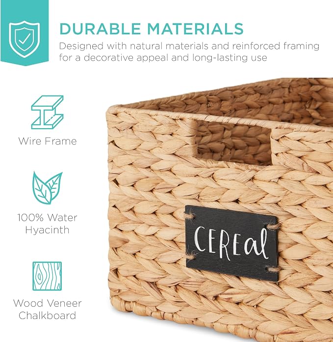 Best Choice Products Pantry Baskets Set of 2 16x12in Water Hyacinth Storage - Image 5
