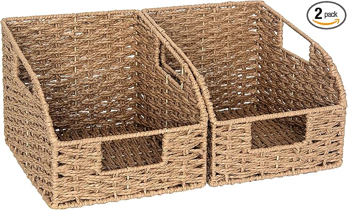 StorageWorks Wicker Baskets for Organizing, Book Baskets, Wicker Storage by StorageWorks