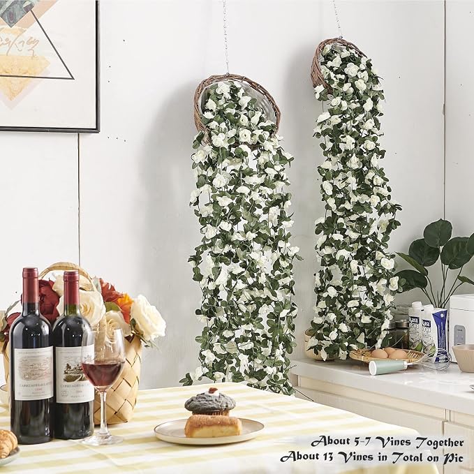 8Pcs x 8.2FT Artificial Flower Garland Floral Rose Vine Decor, Hanging Faux - Image 4