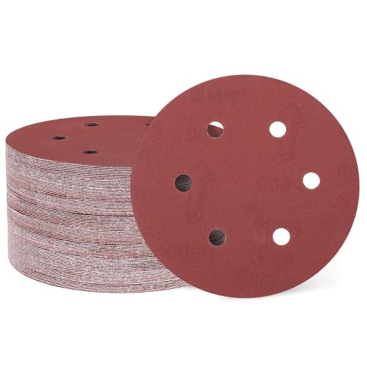 HARFINGTON 100 Pcs 6 Inch Sanding Discs 600 Grit Red Aluminum Oxide 6 Hole | by HARFINGTON