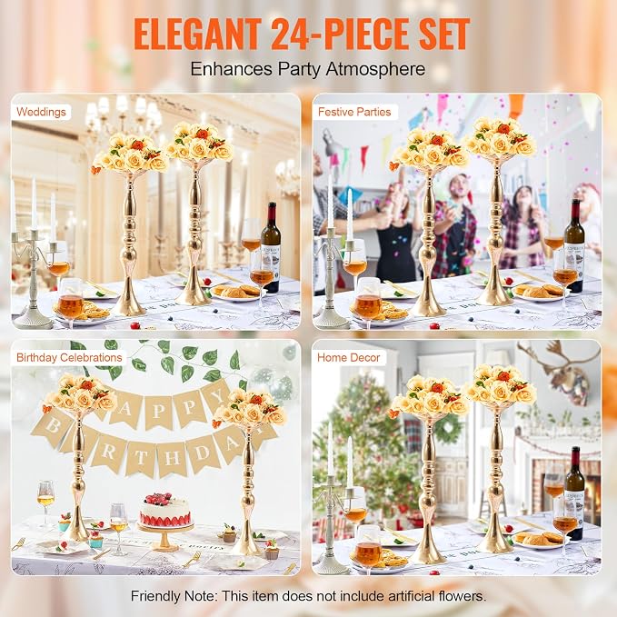 VEVOR 24PCS 50cm/19.7” Tall Wedding Flower Vase, Metal Wedding Centerpiece - Image 6