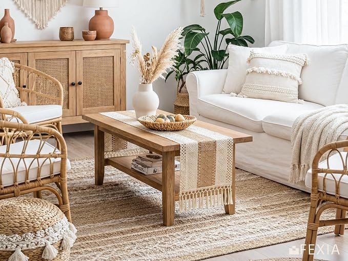 Boho Table Runner 12x72 for Fall Home Decor Tassels Dresser Runner | 72 Inches - Image 6