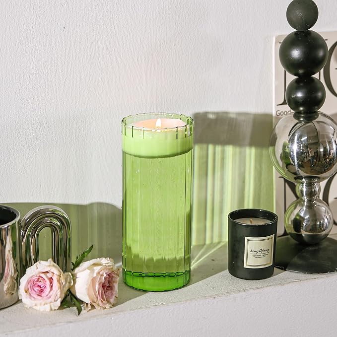 ComSaf Glass Cylinder Vase 8 Inch Tall, Hurricane Floating Candle Holder - Image 7