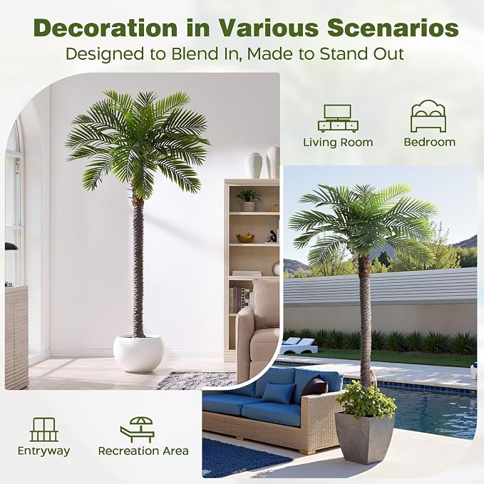 8.5FT Artificial Coconut Palm Set of 2, Potted Faux Palm Tree | Tropical Fake - Image 9