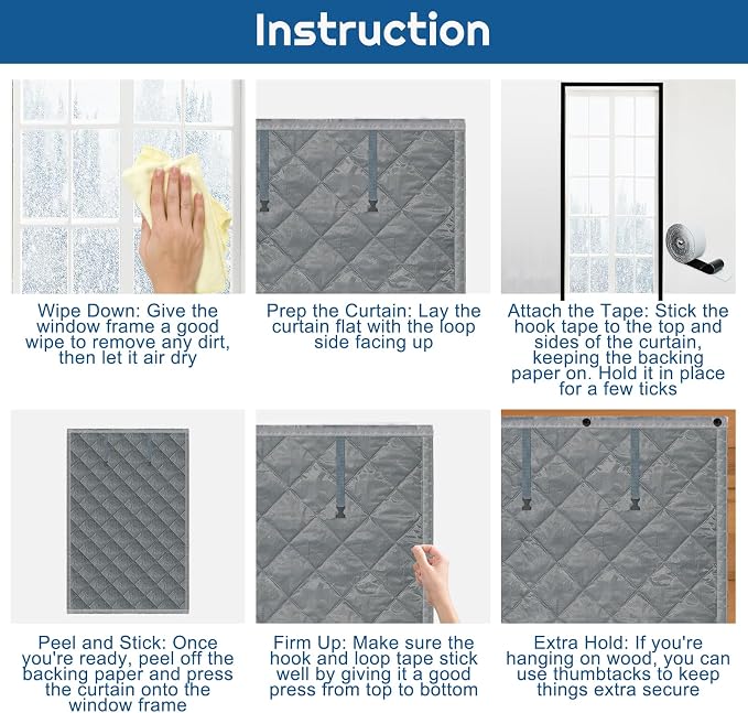 Window Insulation kit, 3-Layer Cotton Thermal Insulated Window Cover 37 Inch x - Image 7