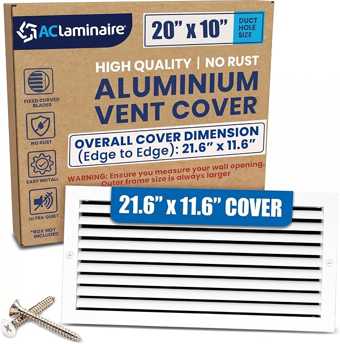 20x10 Aluminum Wall Ceiling Air Return Vent Cover HVAC Rustproof Grille by ACLAMINAIRE