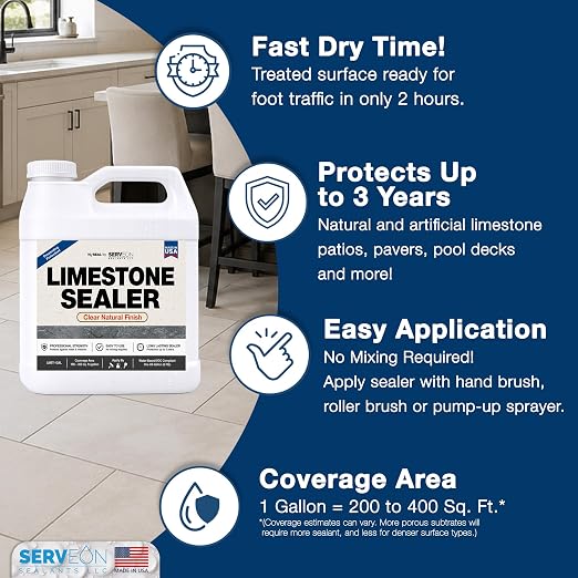 Limestone Sealer 1 Gal | Water-based Penetrating Stone Sealer, Outdoor Indoor - Image 3