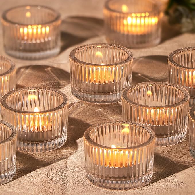 12 Pack Tealight Clear Candle Holders, Votive Tea Light Candle Holder | Table by LOVELIGHTLOVELIFE