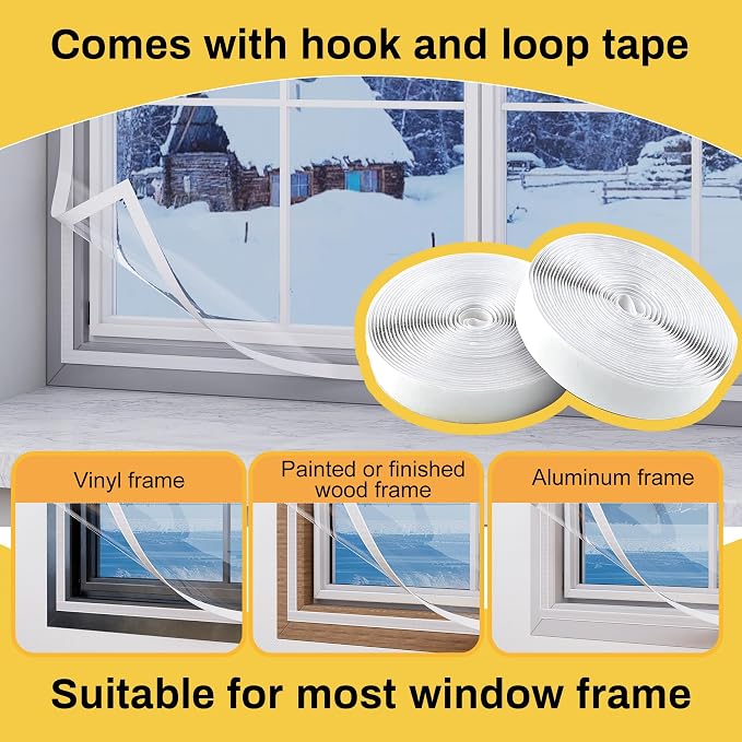 Window Insulation Kit, Reusable Transparent Plastic Film - Image 8