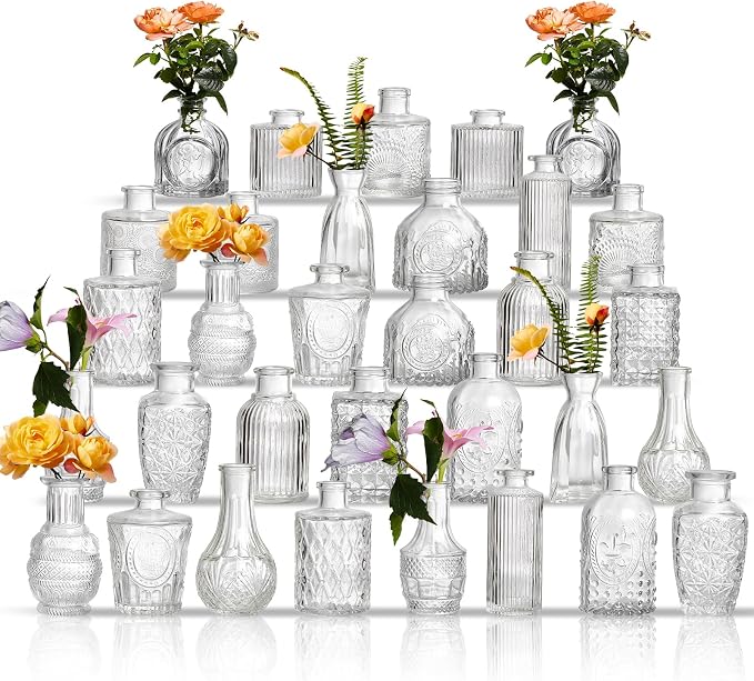 Glass Bud Vases Set of 32 by Unknown