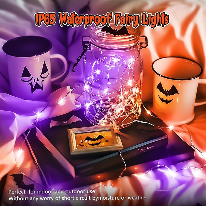 Brightown 12 Pack Purple Orange Fairy Lights Battery Operated String Lights - - Image 2