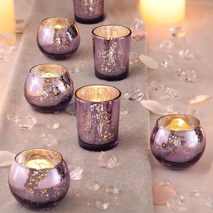 12 Pcs Assorsted Purple Votive Candle Holders - Image 4